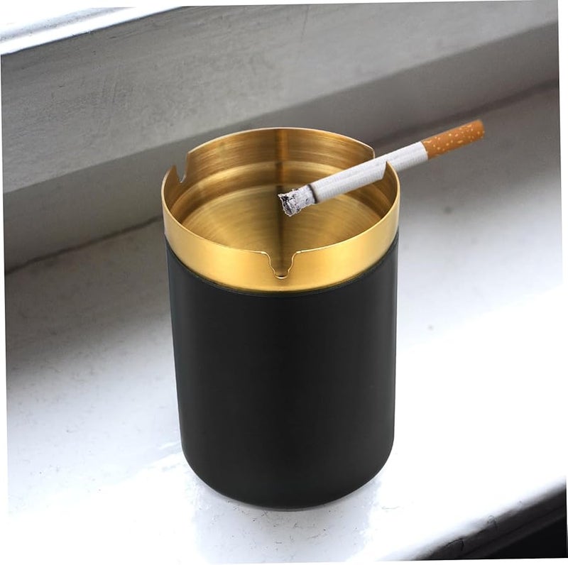 منفضة سجائر من الفولاذ المقاوم للصدأ بدون دخان مع غطاء بتصميم عميق للاستخدام الداخلي في المنزل والمكتب - Image 5